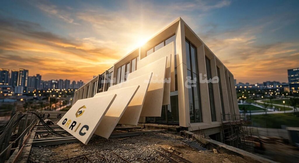 سنگ ترامیت کرم روشن با ظاهر یکنواخت برای نمای ساختمان مدرن - صنایع سنگ کاریک